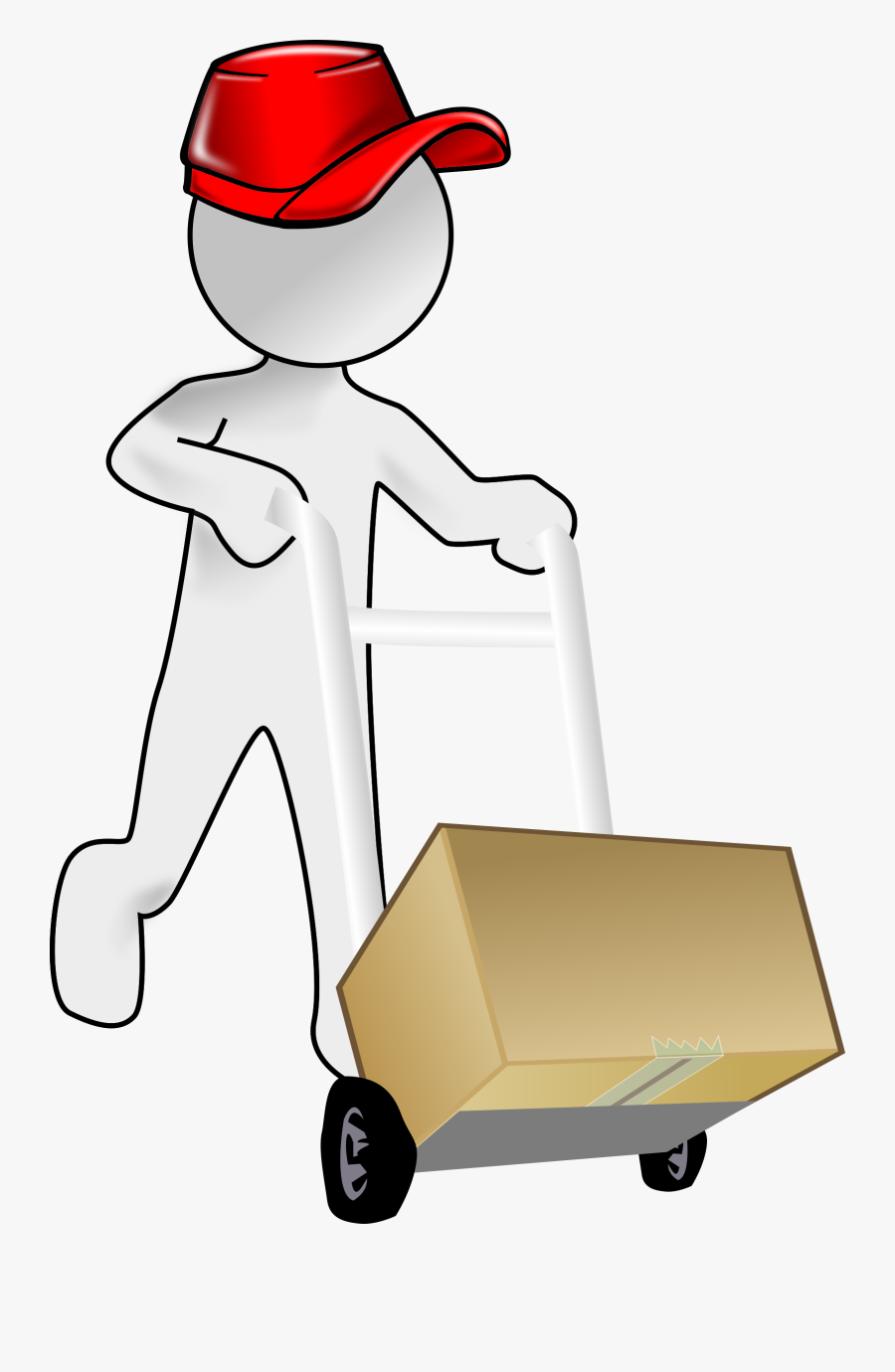 Bubble Person Carrying A Packet Using A Crate Clip - Red Cap Clip Art, Transparent Clipart