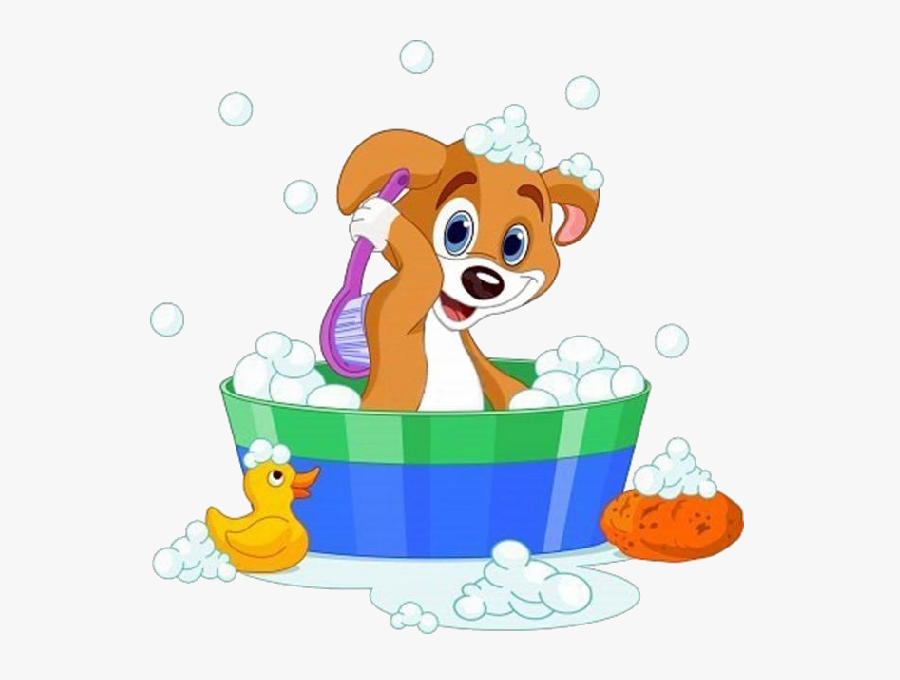 Clip Art Dog In A Bathtub - Cachorro Tomando Banho Vetor, Transparent Clipart