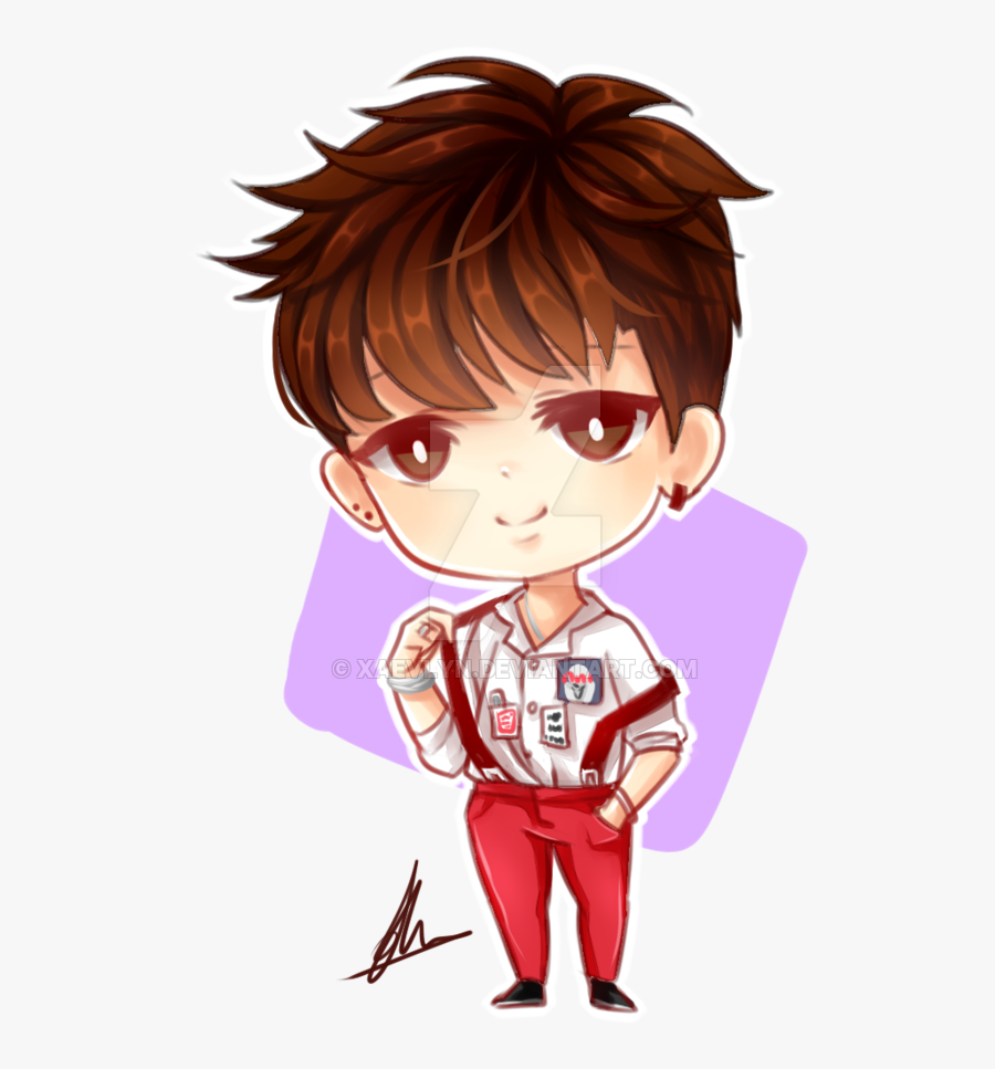 Bts Jimin Chibi By Xaevlyn - Bts Blood Sweat & Tears Chibi, Transparent Clipart