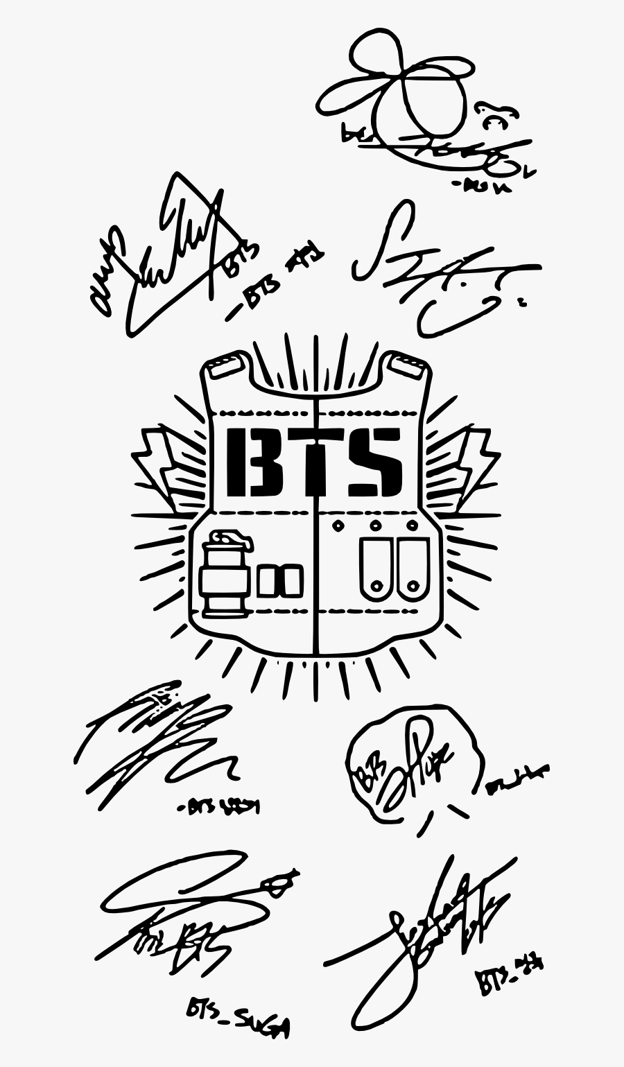 Kpop Bts Samsung Black White Galaxy - Dibujos Bt21 Para Colorear, Transparent Clipart