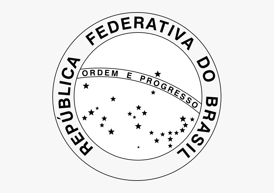 National Seal Of Brazil Black White Flag Clipartist - Logo Republica Federativa, Transparent Clipart