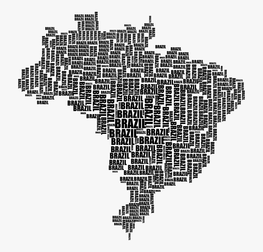 Brazil Map Typography Black - Illustration, Transparent Clipart