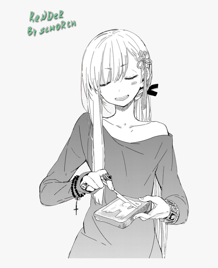 Clip Art Anime Girl Render T - Black And White Anime Girl Render, Transparent Clipart