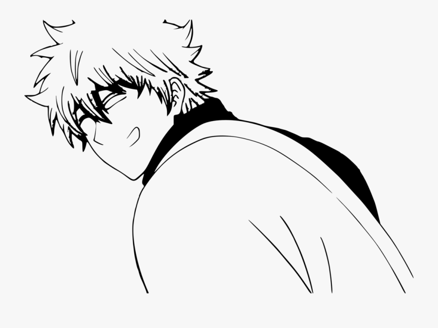 Emotion,black Hair,monochrome Photography - Gintoki Black And White, Transparent Clipart