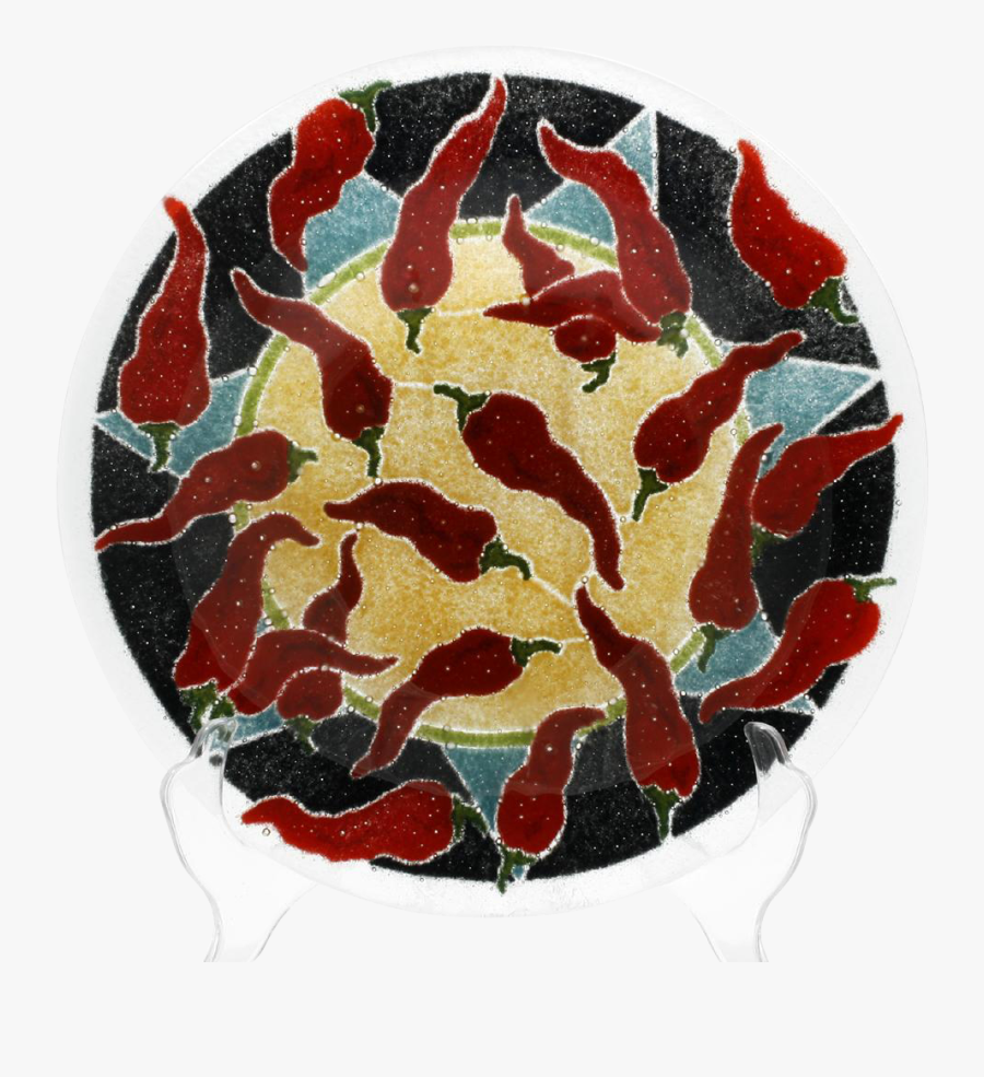 Peggy Karr Chili Peppers Fused Glass Bowl Studio Art - Floral Design, Transparent Clipart