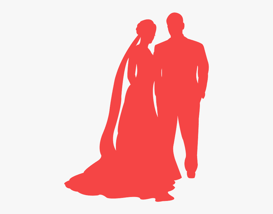 Red Silhouette Couple, Transparent Clipart