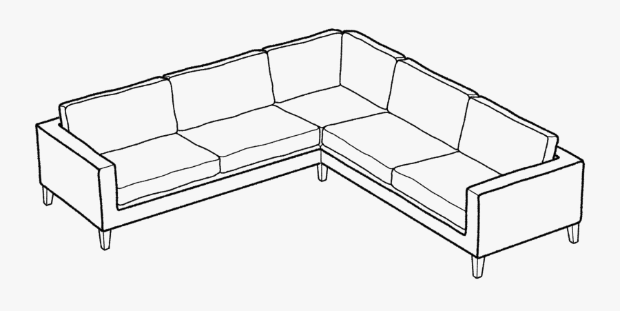 Armchair Clipart Sala Set - Corner Sofa Line Drawing, Transparent Clipart