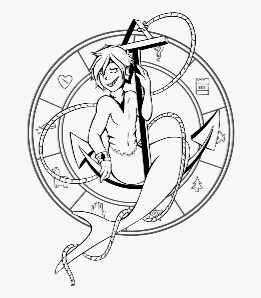 Mermaid Siren Drawing Tattoo Merman - Line Art, Transparent Clipart