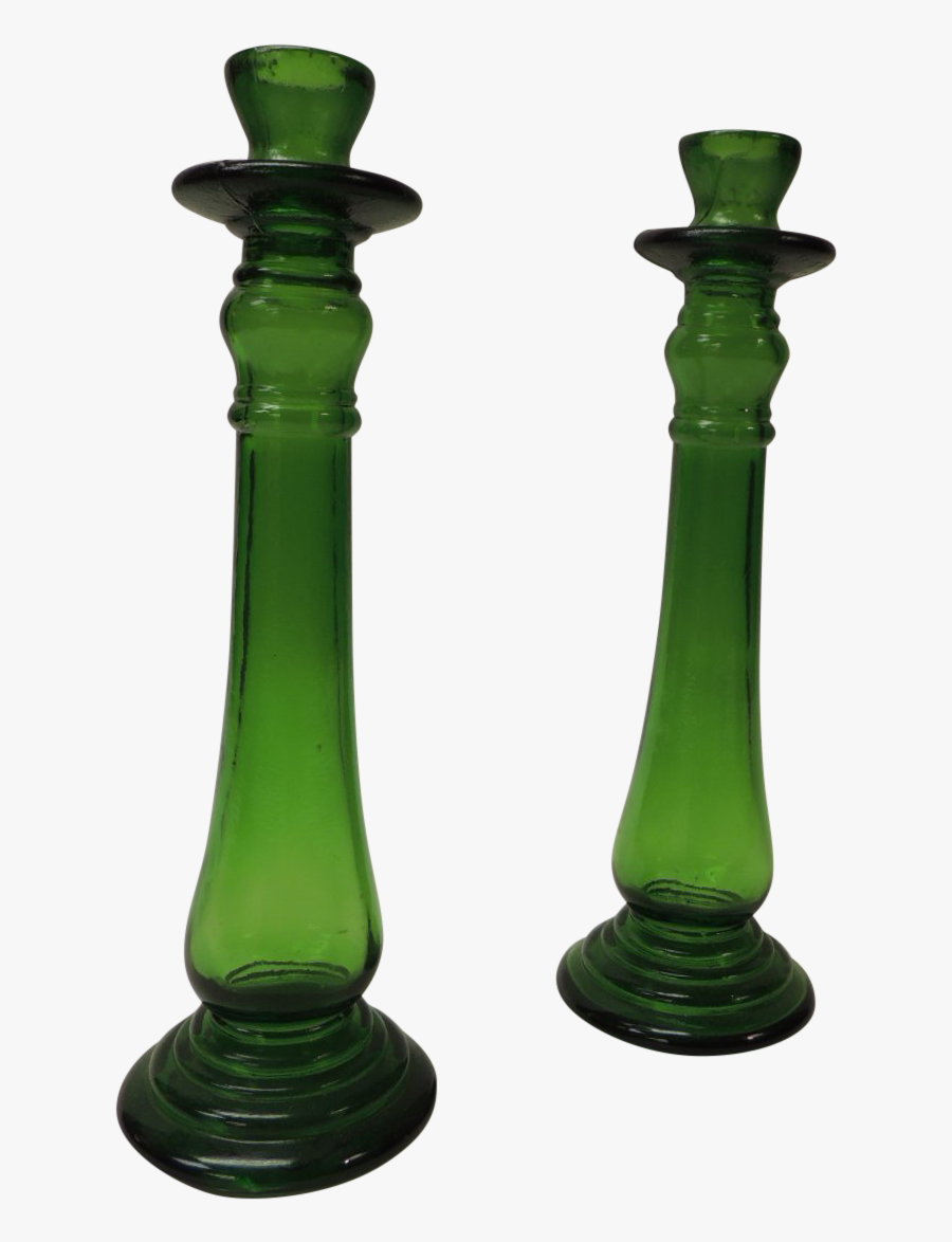 Pair Of Bottle Emerald Green Handcrafted Italian Candle - Glass Bottle, Transparent Clipart
