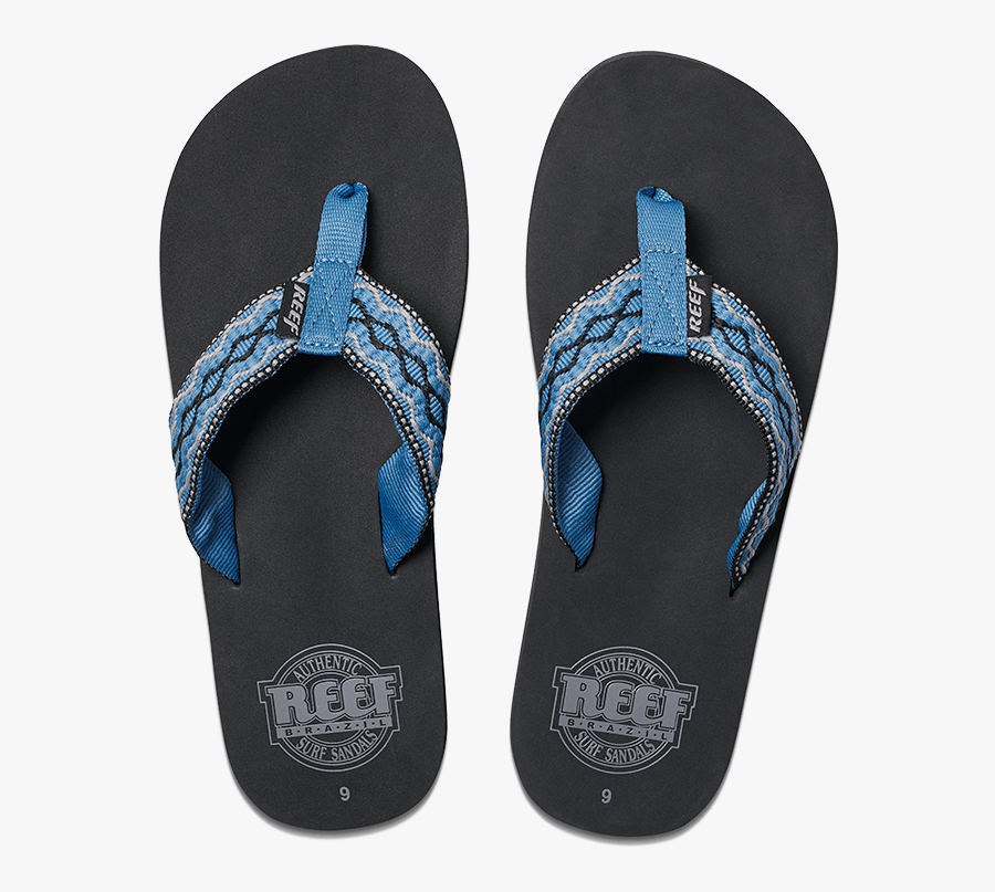 Top Down View Of Men"s Blue And Black Reef Flip Flops - Slippers Png Top View, Transparent Clipart
