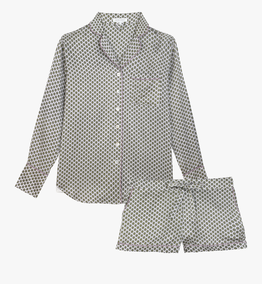 Blouse Pajamas Silk Nightwear Nightshirt - Polka Dot, Transparent Clipart