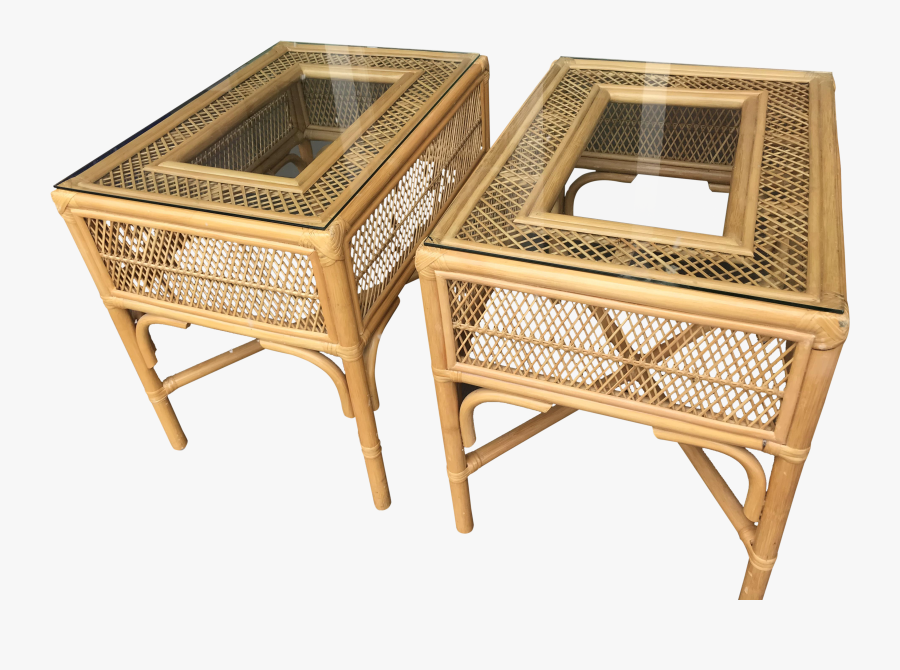 Clip Art Vintage Rattan Bamboo End - Pair Of End Tables Rattan, Transparent Clipart