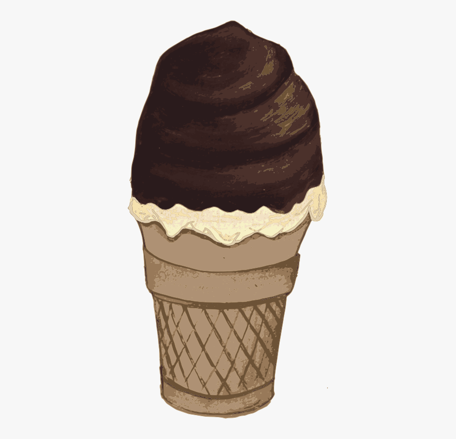 Chocolate Dip Vanilla Ice Cream - Chocolate Covered Ice Cream Cone Clipart, Transparent Clipart