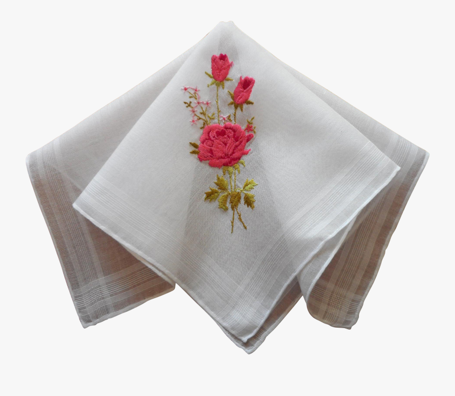 Vintage Hankie Pink Roses - Servilleta De Tela Png, Transparent Clipart