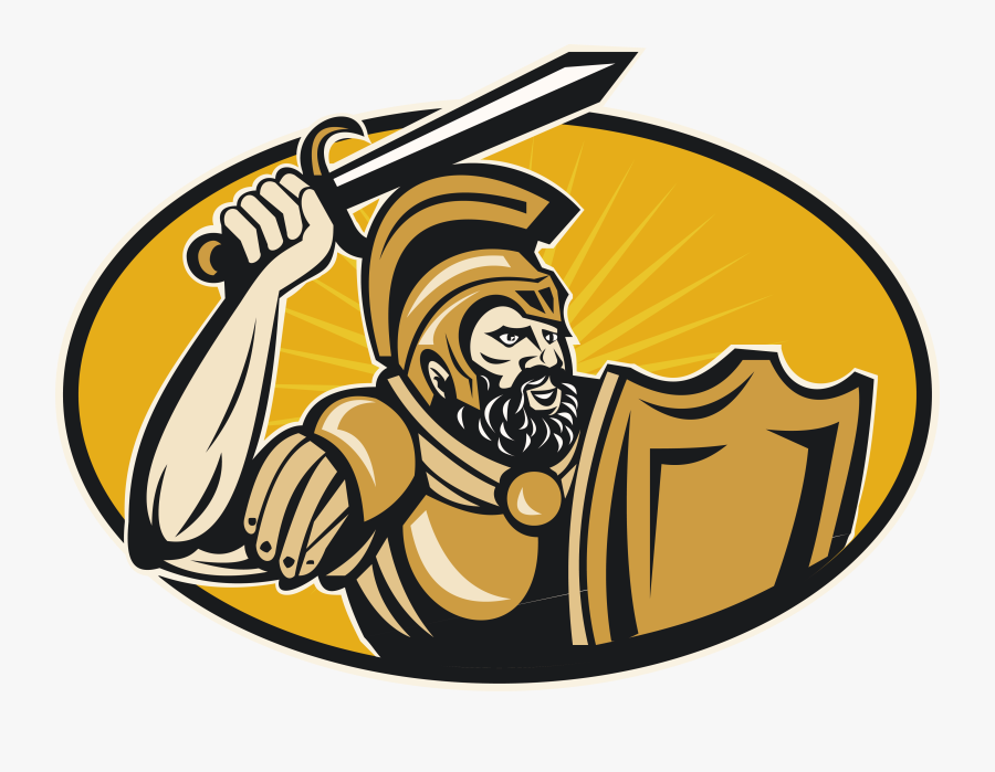 Cartoon Combat Soldier Illustration - Gambar Animasi Gladiator, Transparent Clipart