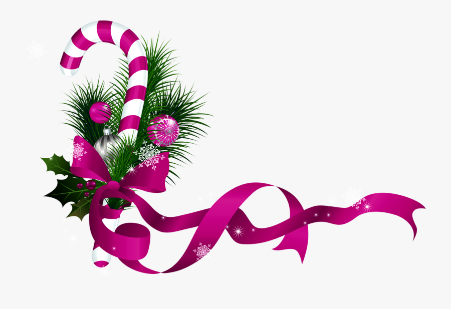 Transparent Clipart Image Pink Christmas Ribbon - Christmas Candy Cane Background, Transparent Clipart