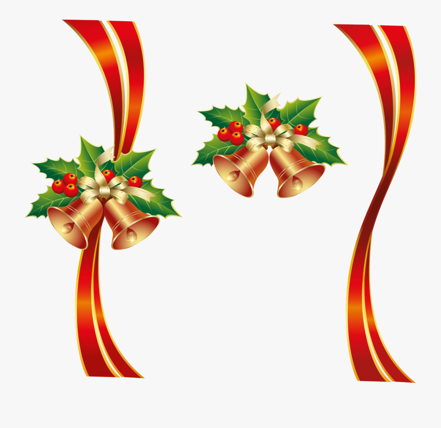 Christmas Ribbon Png Bells - Bonne Année Decoration Png, Transparent Clipart