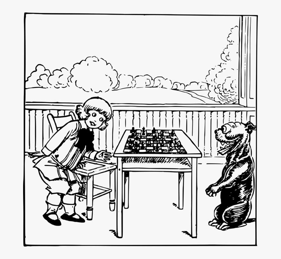 Art,monochrome Photography,text - Play Chess Black And White Cartoon, Transparent Clipart