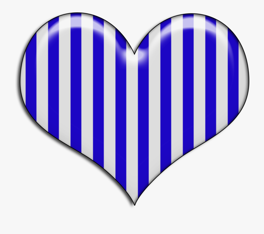 A Blue And White Striped Heart - White And Blue Heart, Transparent Clipart