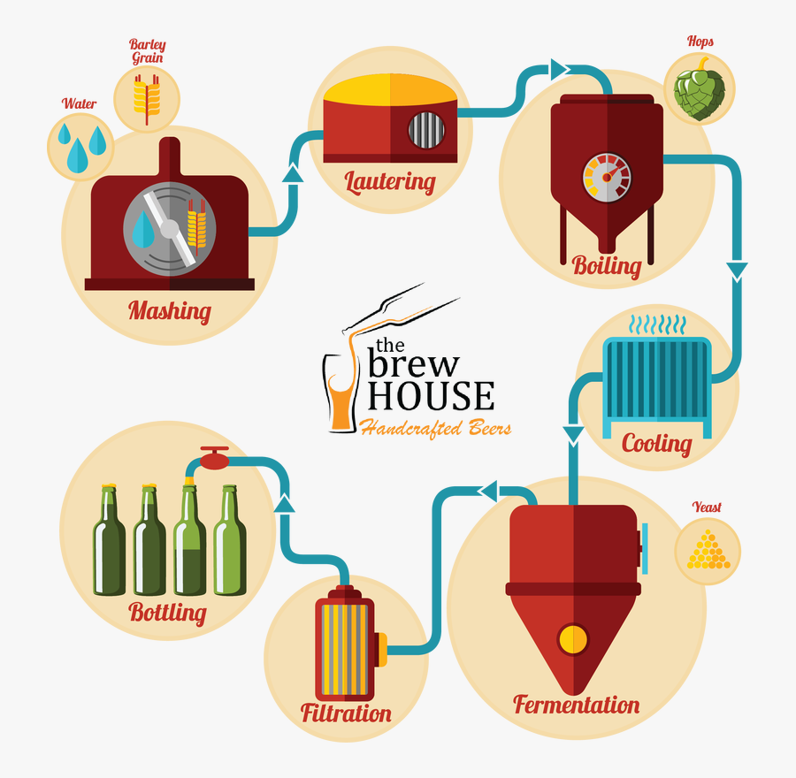 The Process - Beer Brewing Process Chart, Transparent Clipart