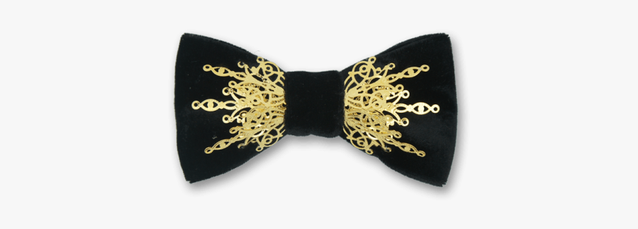 Clip Art Bow Ties Images - Black And Gold Velvet Bow Tie, Transparent Clipart