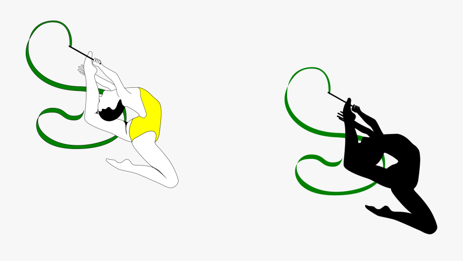 Rhythmic Gymnastics With Ribbon Silhouette Clipart - Rhythmic Gymnastics, Transparent Clipart