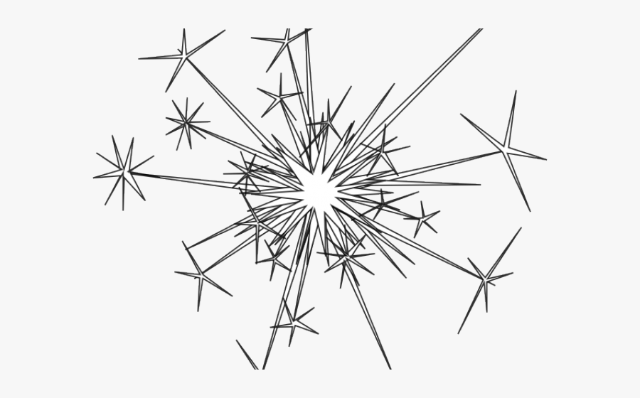 Fireworks Clipart Art - Black And White Sparkler, Transparent Clipart