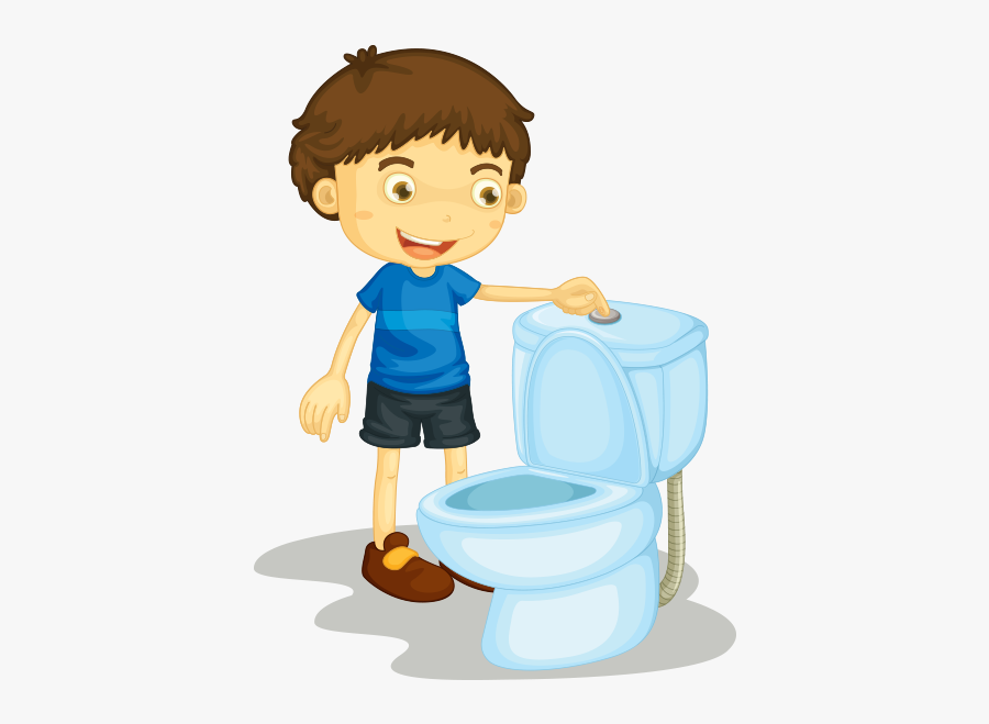 Clipart Klozet Sifonu Çeken Erkek Çocuk - Toilet Bowl Flush Clipart, Transparent Clipart