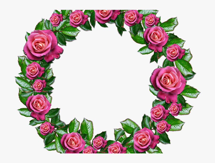 Floral Wreath Png With Pink Roses And Leafs - Rose Flower Wreath Png, Transparent Clipart