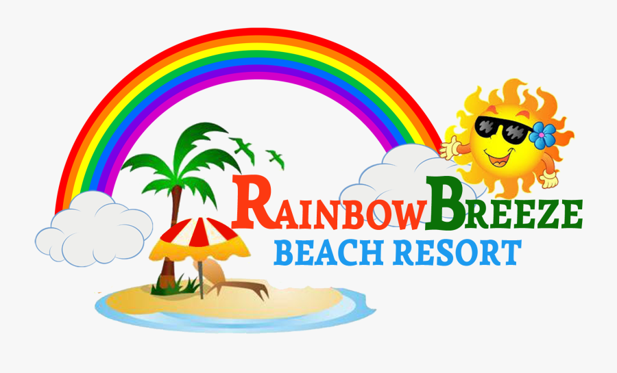 Rainbow Breeze Beach Resort - Cartoon Sun And Clouds, Transparent Clipart