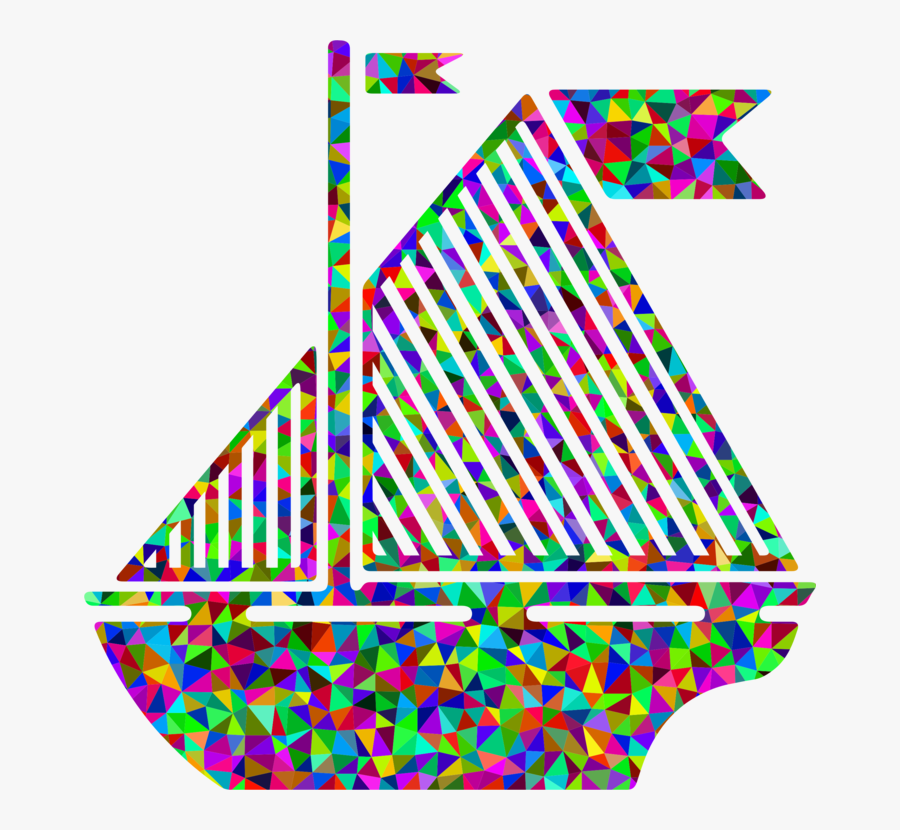 Line,triangle,sailboat - Blue Boat, Transparent Clipart