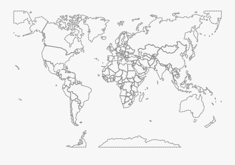 Map Of The World Black And White Labeled - Coloring World Map Colour, Transparent Clipart