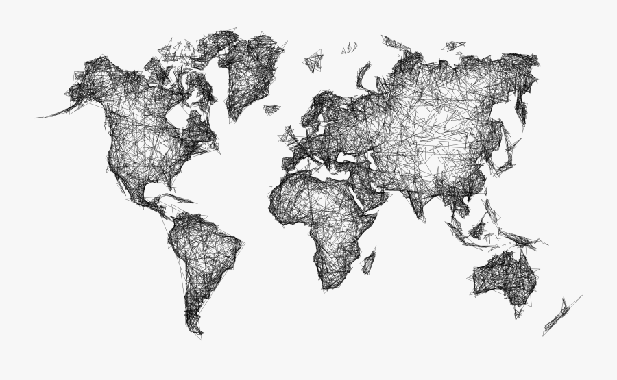 Transparent World Map Clipart Black And White - World Map Basic High Resolution, Transparent Clipart