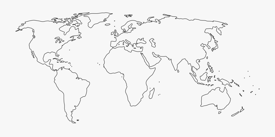 Clip Art Blank World Map - World Map Outline A3, Transparent Clipart
