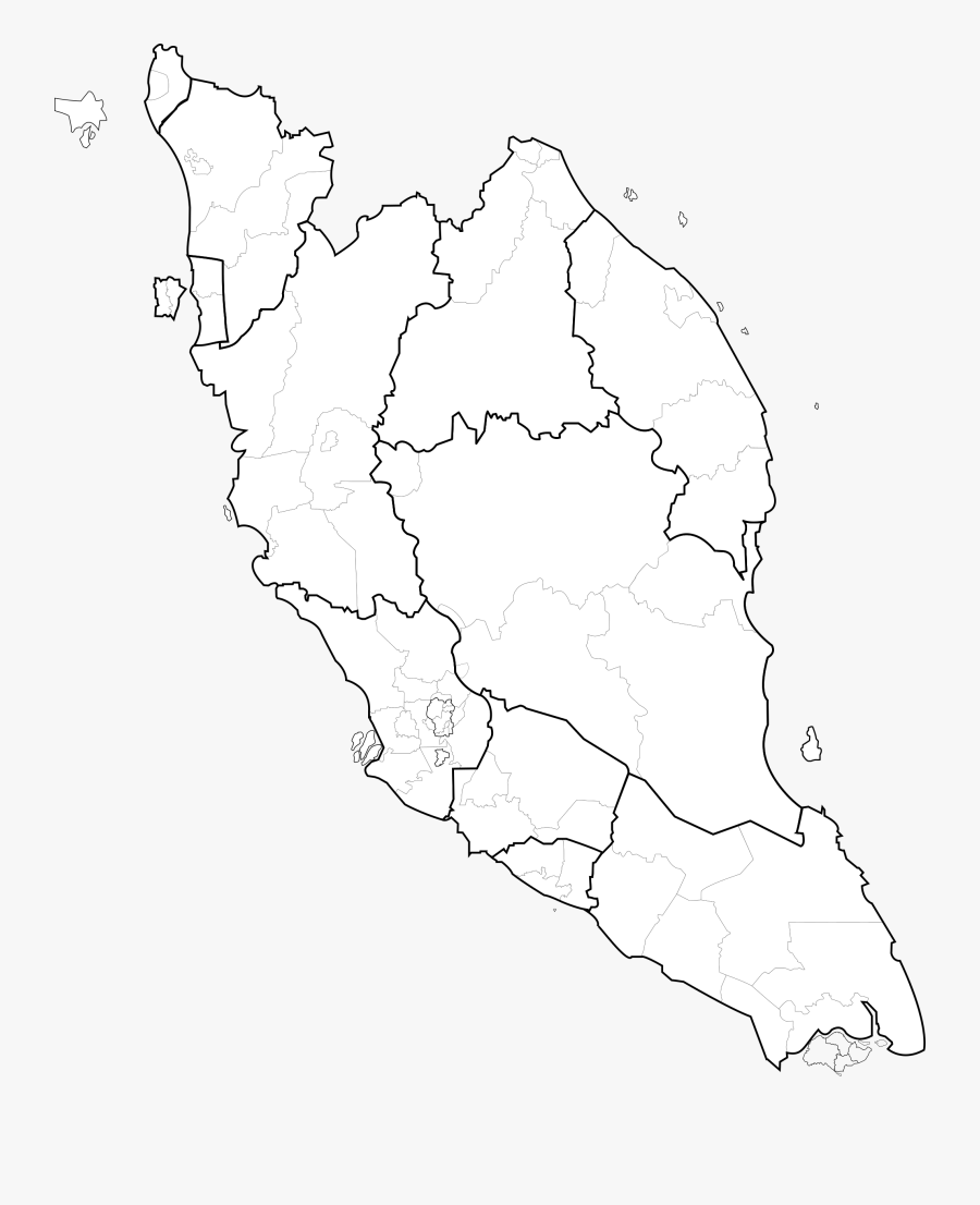 Clipart - Printable Blank Map Of Malaysia, Transparent Clipart