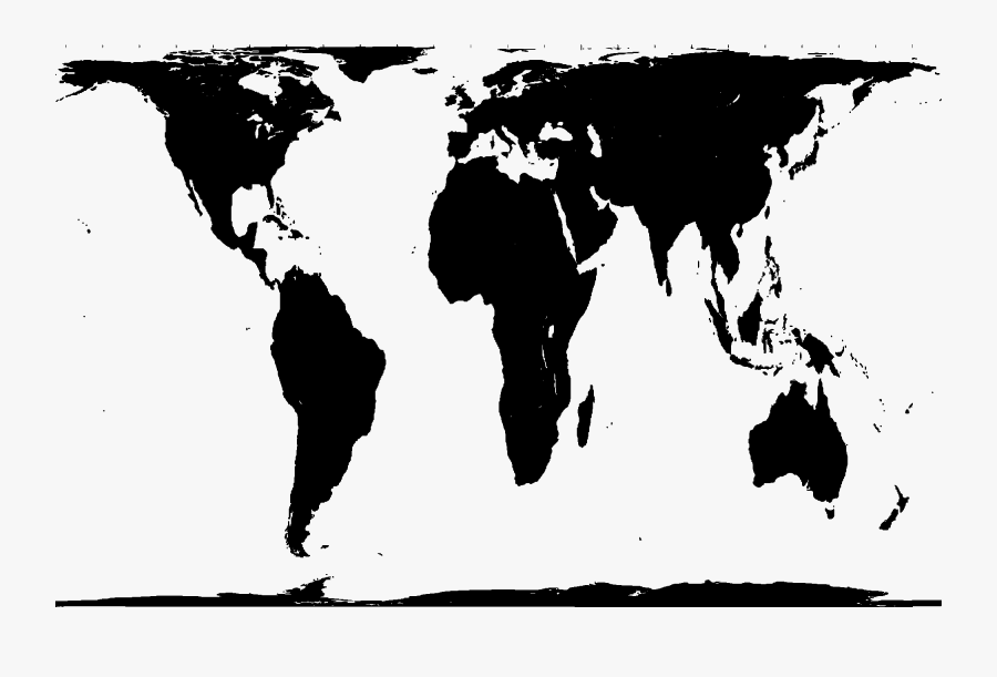 Peters Projection, Black - Peters Projection Map Black And White, Transparent Clipart