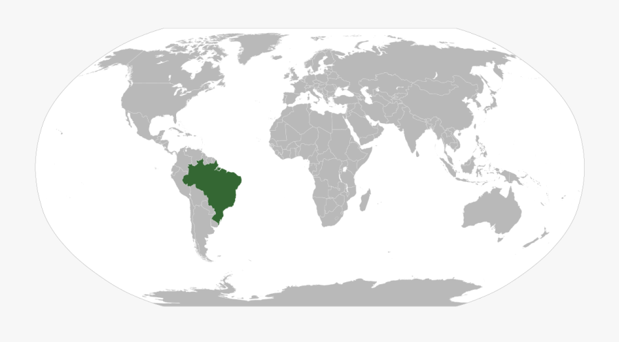 Clip Art Brazil On World Map - World Map With Divisions, Transparent Clipart