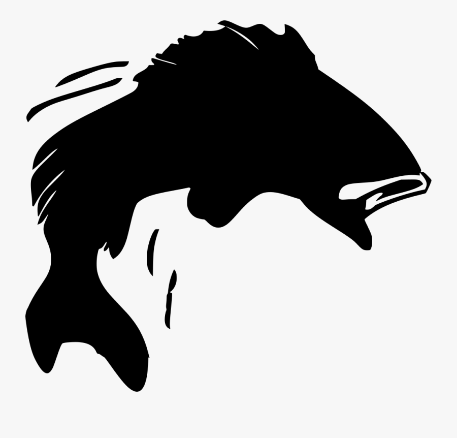 Jumping Bass Fish Silhouette Clipart , Png Download - Silhouette Fish Clipart Black And White, Transparent Clipart