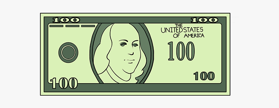 How To Draw Dollar Bill - 100 Dollar Bill Drawing Easy, Transparent Clipart