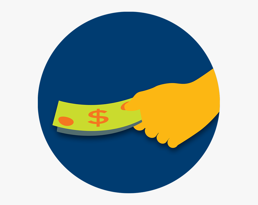 A Hand Holding A Series Of Dollar Bills - Circle, Transparent Clipart