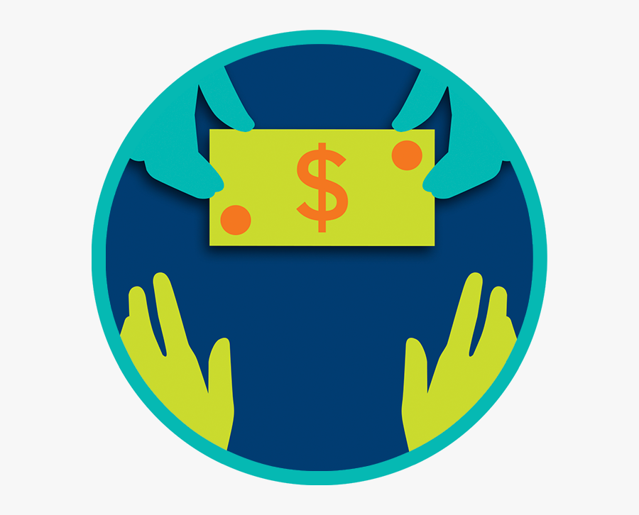 A Dollar Bill Is Exchanged Between Two Sets Of Hands - Circle, Transparent Clipart