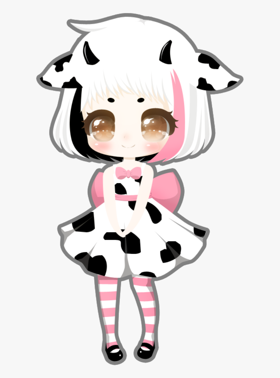 #anime #girl #cow #cute - Cartoon, Transparent Clipart