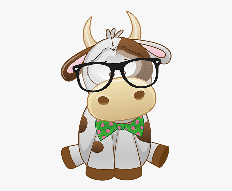 Cow With Glasses Clip Art, Transparent Clipart