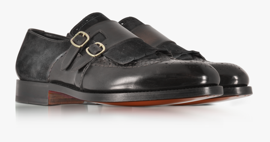 Dark Brown Suede And Leather Double Monk Strap Shoes - Sneakers, Transparent Clipart
