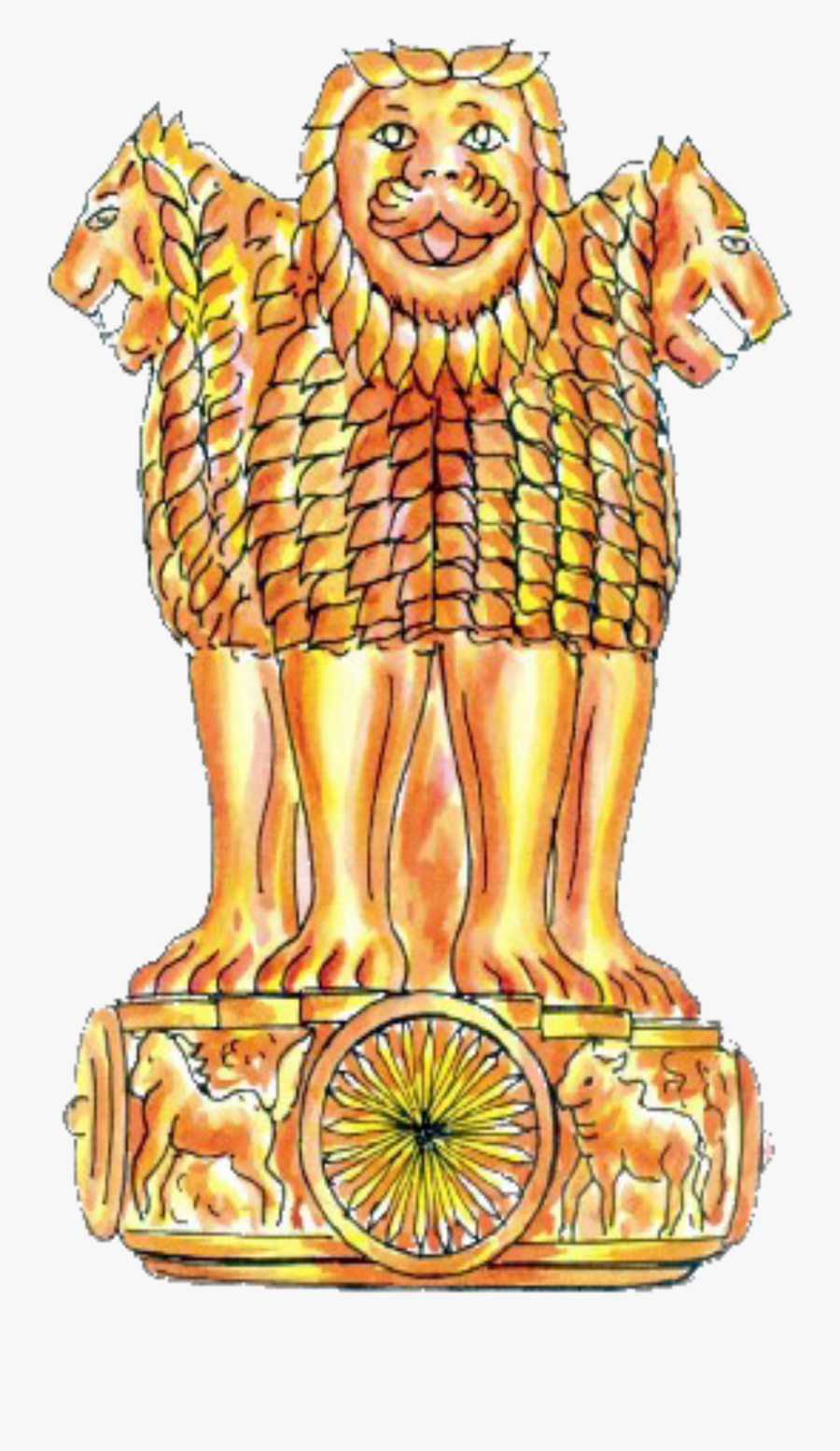 Transparent Indian Head Clipart - Sketch Of National Emblem Of India, Transparent Clipart