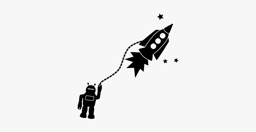 Silhouette Tattoo Black And White - Robot Rocket Silhouette Jpg, Transparent Clipart