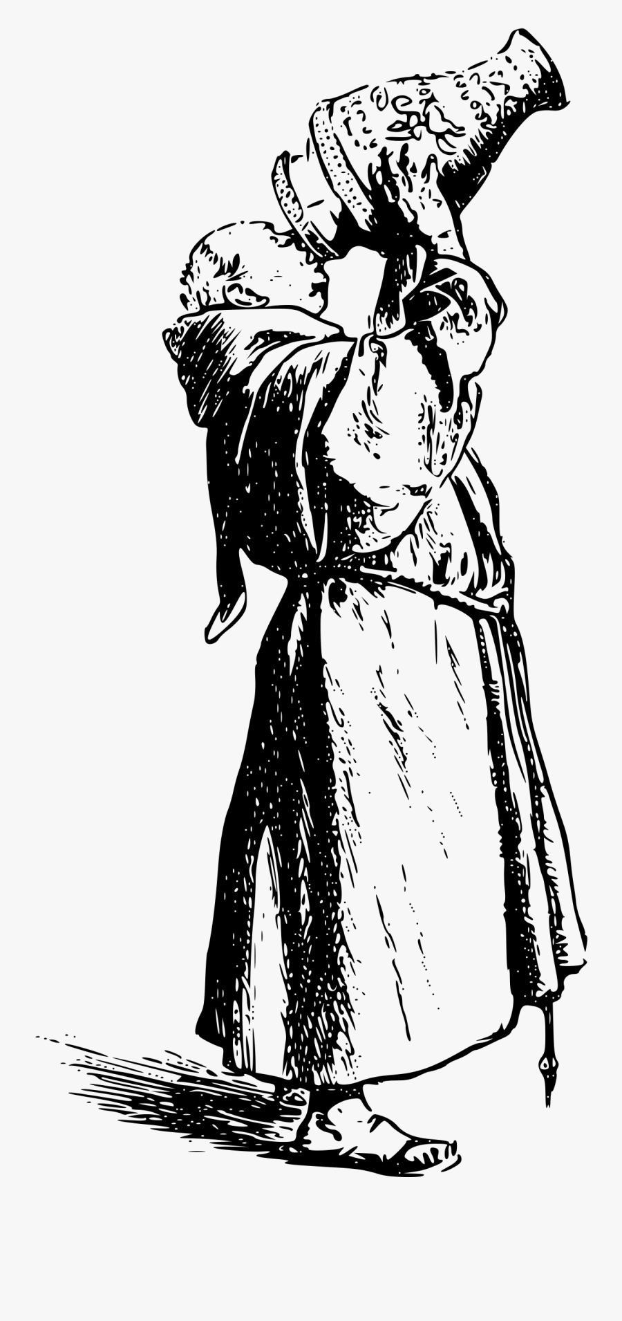 Ascetic Cliparts - Monk Drawing 5, Transparent Clipart