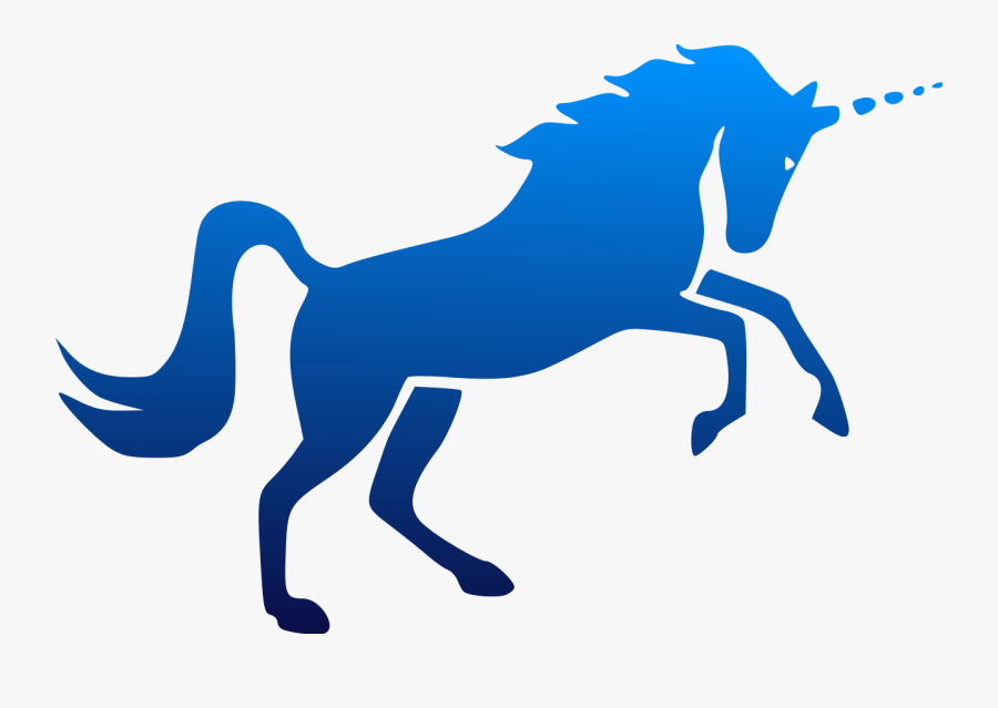Plain Full Blue Unicorn Silhouette Tattoo Design - Blue Unicorn Png, Transparent Clipart