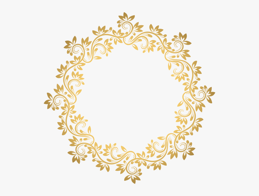 Gold Flower Circle Border, Transparent Clipart