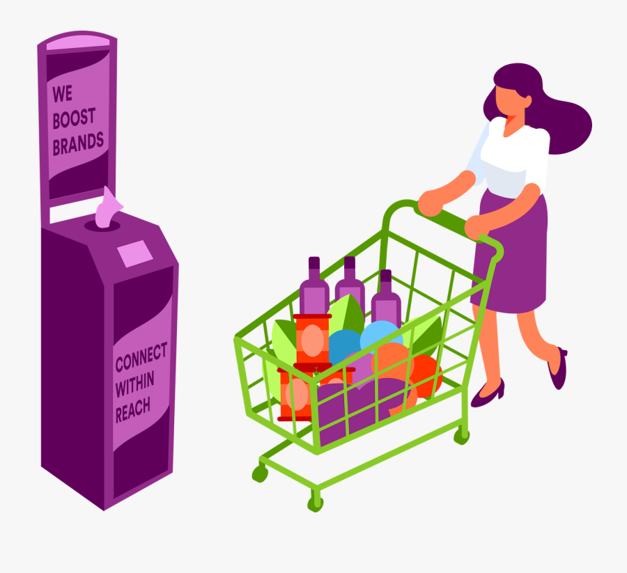 Grocery Shopper Viewing Terraboost Wellness Billboard, Transparent Clipart